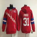 women Montreal Canadiens Carey Price 31# Red Ice Hockey Hooded Sweatshirt