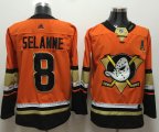 Adidas Anaheim Ducks #8 Teemu Selanne orange hockey jersey A patch