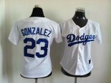 women Los Angeles Dodgers GONZALEZ 23# white mlb jerseys