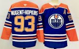 Edmonton Oilers 93# Ryan Nugent-Hopkins blue orange hockey jersey A patch-PD