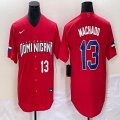 2023 World Cup Dominican Republic's #13 Manny Machado red majestic baseball jerseys 03