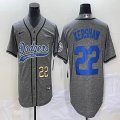 Nike Los Angeles Dodgers #22 Clayton Kershaw Hemp grey majestic baseball jerseys Joint name -BD