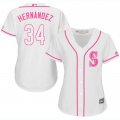 2017 Women Seattle Mariners 34 Felix Hernandez white majestic mlb jersey