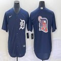 Nike Detroit Tigers blank dark blue Majestic baseball jerseys big logo -BD 01