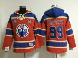 Reebok Edmonton Oilers Wayne Gretzky 99 orange NHL Hooded Sweatshirt