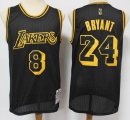 Nike Los Angeless Lakers 8 and 24 Kobe Bryant black Throwback basketball Jersey -S8