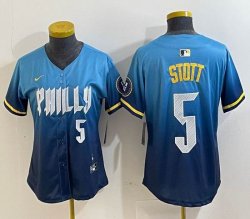 Women Nike Philadelphia Phillies #5 Bryson Stott skyblue majestic baseball jersey city version-BD 03