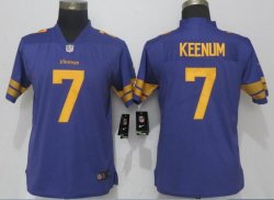 Women Nike Minnesota Vikings #7 Case Keenum purple yellow Color Rush Limited Jersey