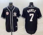 Nike New York Yankees #7 Mickey Mantle black majestic baseball Jersey Joint name -BD 02