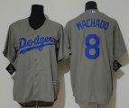 Women Los Angeles Dodgers #8 Manny Machado gray majestic Baseball Jerseys