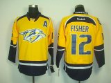 Nashville Predators #12 Mike Fishe yellow NHL Jersey