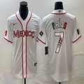 2023 World Cup Mexico #7 Julio Urias white majestic baseball jerseys 61