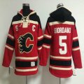 Calgary Flames #5 Mark Giordano red Ice hockey Hooded Sweatshirt