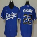 Nike Los Angeles Dodgers #22 Clayton Kershaw Blue Fashion Majestic Baseball Jerseys-WL