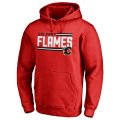 Men's Calgary Flames Fanatics Branded Red Iconic Collection On Side Stripe Pullover Hoodie