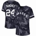 Nike York Yankees #24 Gary Sanchez dark blue Pattern majestic baseball jersey-WBL