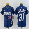 Youth Nike Detroit Tigers #31 Riley Greene blue Majestic baseball jerseys city version 02