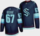 Custom Adidas Seattle Kraken #67 Morgan Geekie navy hockey jersey