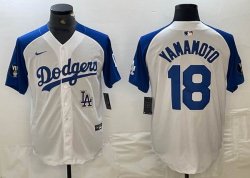 Nike Los Angeles Dodgers #18 Yoshinobu Yamamoto white blue basketball baseball Jerseys 04