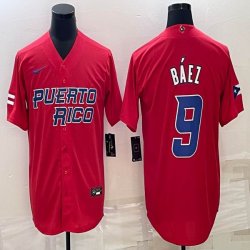 Puerto Rico #9 Baseball #9 Javier Báez red 2023 World Baseball Classic Replica Player Jersey 09