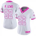 Nike Baltimore Ravens #52 Ray Lewis women white pink Color Rush Limited Jersey