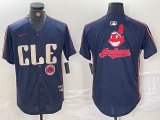 Nike Cleveland Indians blank blue majestic baseball jersey -BD 05