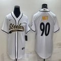 Nike Pittsburgh Steelers 90 T. J. Watt white baseball jerseys Joint name-BD