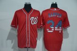 Washington Nationals 34 Bryce Harper usa flag red MLB Jerseys