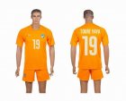 2014 World cup Ivory coast TOURE YAYA 19 yellow soccer jerseys home