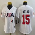 Women 2023 World Cup #15 Bobby Witt Jr. white USA majestic baseball jerseys 07