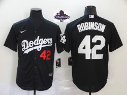 2024 World Series Champions Nike Los Angeles Dodgers #42 Jackie Robinson Black Majestic baseball jersey