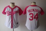 Los Angeles Dodgers #34 Fernando Valenzuela white fashion women MLB jersey