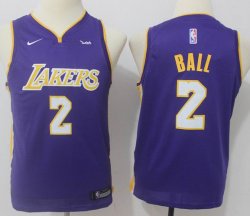 Youth Nike Lonzo Ball #2 Los Angeles Lakers purple nba basketball Jerseys