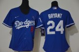 Women Nike Los Angeles Dodgers Kobe Bryant blue majestic baseball Jersey-KB patch