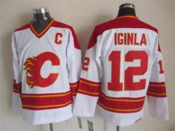 Calgary Flames 12# Jarome Iginla white throwback CCM nhl jerseys