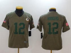 Youth Nike Green Bay Packers #12 Aaron Rodgers green USA flag Color Rush Limited Jersey