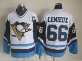 NHL Pittsburgh Penguins #66 M.Lemieux White blue Throwback Jersey C patch