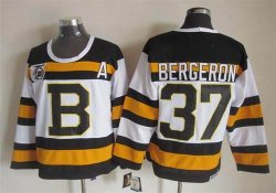 Boston Bruins #37 Patrice Bergeron White throwback 75th Ice hockey Jersey A patch