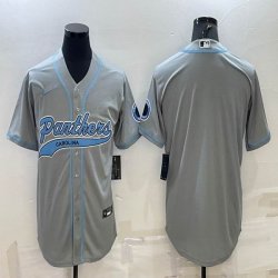 Nike Carolina Panthers blank gray baseball jerseys Joint name-BD