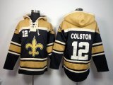 New Orleans Saints #12 Marques Colston black yellow nfl Hooded Sweatshirt