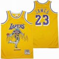 Los Angeles Lakers #23 LeBron James Yellow throwback nba basketball jerseys with Offset font-SG 01