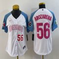 Women 2023 World Cup Mexico #56 Randy Arozarena white skyblue majestic baseball jerseys 16