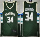 Nike Milwaukee Bucks 34# Giannis Antetokounmpo green nba basketball Jerseys 75th -LC