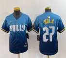 Youth Nike Philadelphia Phillies #27 Nola skyblue majestic baseball jersey city version-BD 01