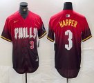 Nike Philadelphia Phillies #3 Bryce Harper red majestic baseball jersey city version 01