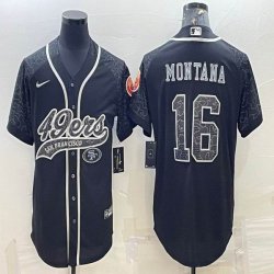 Nike San Francisco 49ers #16 Joe Montana black baseball jerseys Joint name-BD