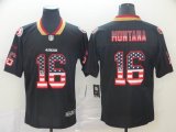 Nike 49ers #16 Joe Montana black usa flag Color Rush Limited Jerseys