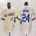 Nike Los Angeles Dodgers #24 Kobe Bryant beige fashion majestic baseball Jersey 03