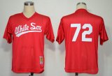 Chicago White Sox Carlton Fisk #72 Red M&N 1990 Jerseys MLB