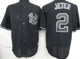 New York Yankees #2 Derek Jeter Black Fashion MLB Jerseys-ZH